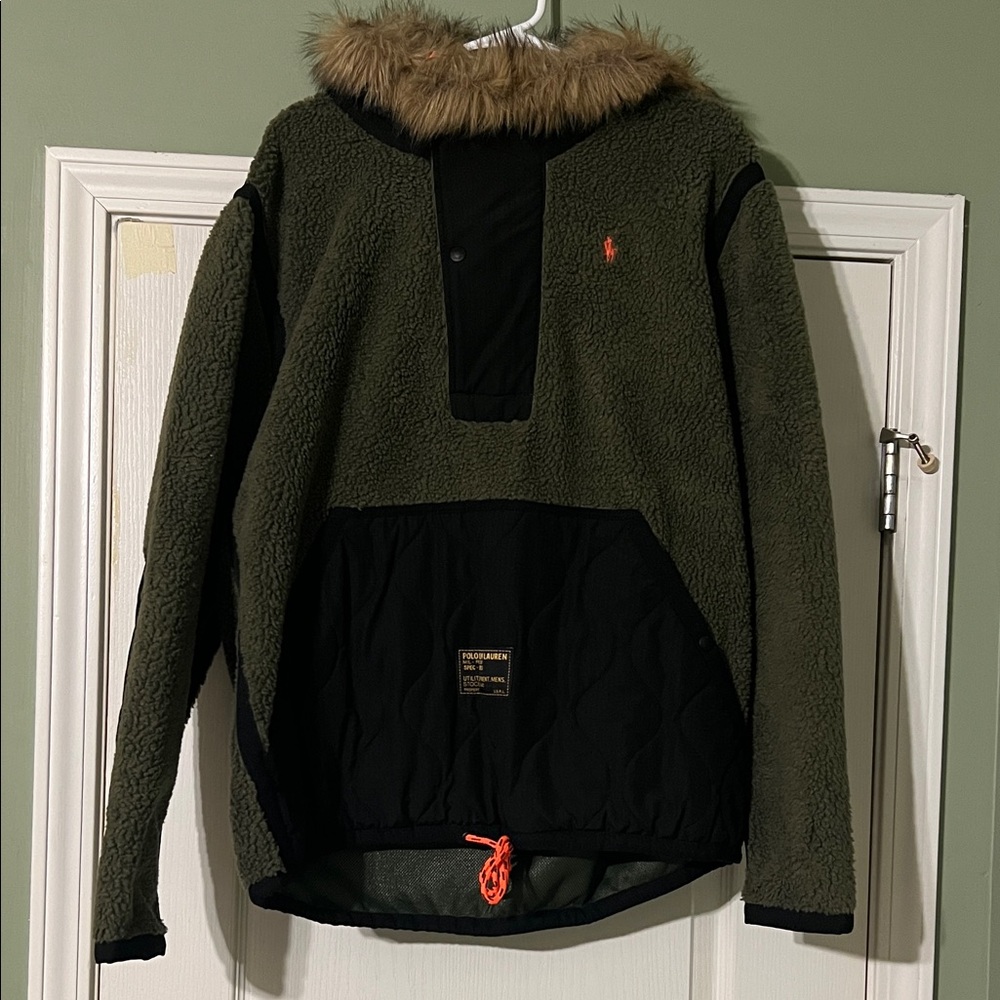 Polo by Ralph Lauren Men's Green and Black Fleece Jacket